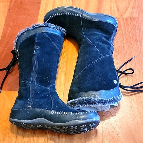 H.💗P.-North Face Black Suede Wide Calf Boots - Picture 4 of 8